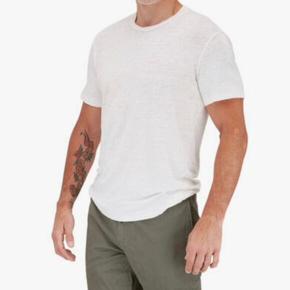 BLDWN Nolan Linen T-Shirt Crewneck Short Sleeve Relaxed Fit Off White - Picture 1 of 6